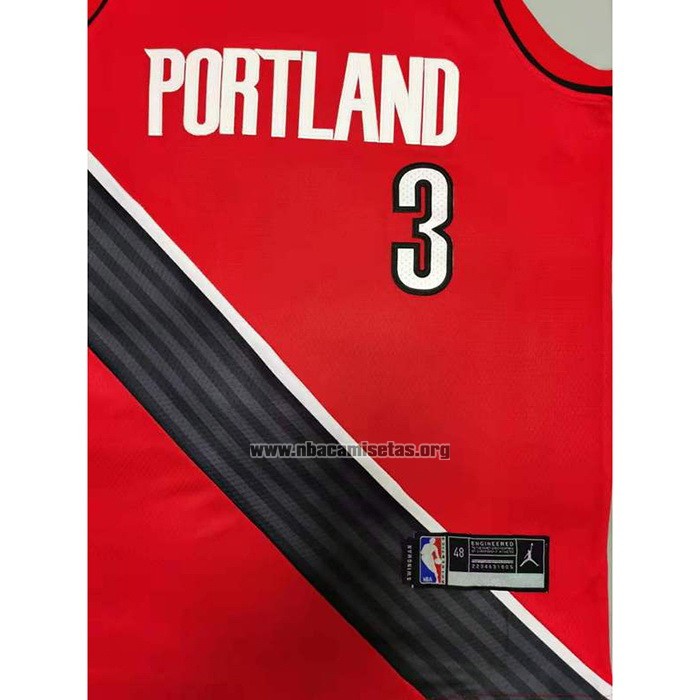 Camiseta Portland Trail Blazers C.j. McCollum NO 3 Statement 2020-21 Rojo